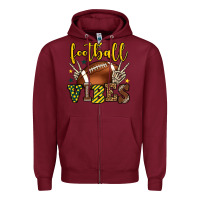 Burgundy Football vibes yellow and green team color Zipper Hoodie - HowdyJamesFarm