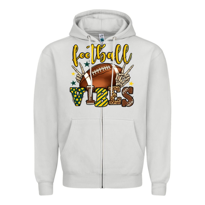 Football Vibes Yellow And Green Team Color Zipper Hoodie by HowdyJamesFarm | Teevron