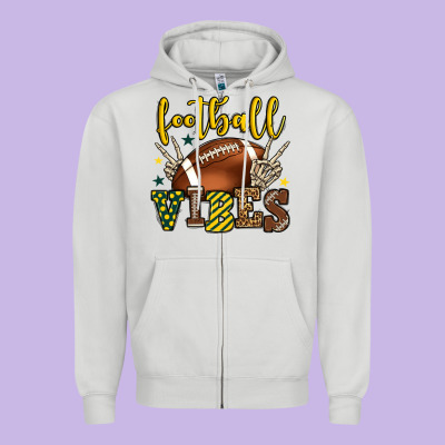 Football Vibes Yellow And Green Team Color Zipper Hoodie Designed By Howdyjamesfarm