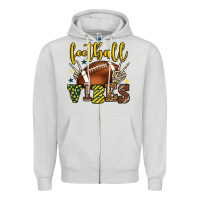 Dove Grey Football vibes yellow and green team color Zipper Hoodie - HowdyJamesFarm