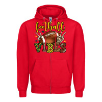 Red Football vibes yellow and green team color Zipper Hoodie - HowdyJamesFarm