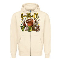 Sandshell Football vibes yellow and green team color Zipper Hoodie - HowdyJamesFarm