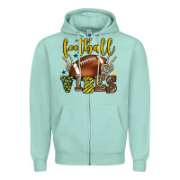 Seafoam Football vibes yellow and green team color Zipper Hoodie - HowdyJamesFarm
