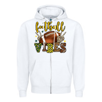 White Football vibes yellow and green team color Zipper Hoodie - HowdyJamesFarm