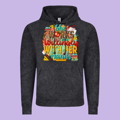 She Works Willingly With Her Hands Teacher Vintage Hoodie Designed By Nancycooperartshop