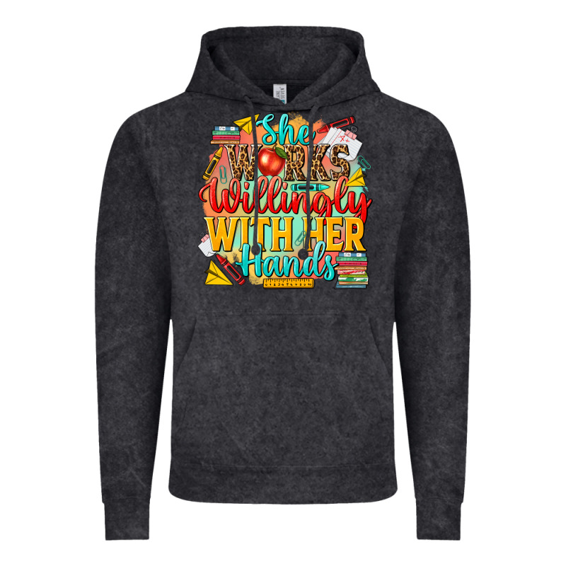 She Works Willingly With Her Hands Teacher Vintage Hoodie by NancyCooperArtShop | Teevron