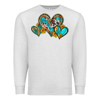Oatmeal Heather western leopard turquoise cowhide hearts olivia Premium Sweatshirt - OliviaCreatesArt