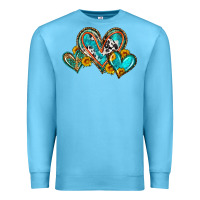 Ocean Blue western leopard turquoise cowhide hearts olivia Premium Sweatshirt - OliviaCreatesArt
