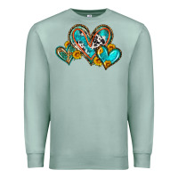 Seafoam western leopard turquoise cowhide hearts olivia Premium Sweatshirt - OliviaCreatesArt