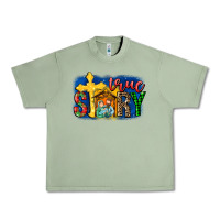 Oil Green True Story Holy Family Urban Heavy Tee - MaliasSmallBusiness