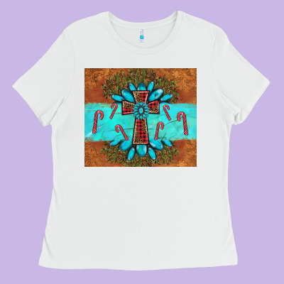 Christmas Cross Gemstone Ladies Tee Designed By Adodesignshop
