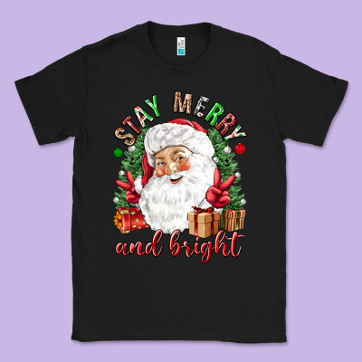 Stay Merry And Bright Christmas With Santa Classic Tee Designed By Nancycooperartshop