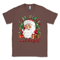 Chestnut Stay Merry and bright Christmas with santa Classic Tee - NancyCooperArtShop