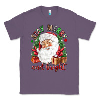 Lavender Stay Merry and bright Christmas with santa Classic Tee - NancyCooperArtShop