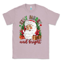 Lilac Stay Merry and bright Christmas with santa Classic Tee - NancyCooperArtShop
