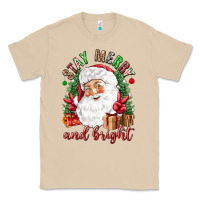 Mushroom Stay Merry and bright Christmas with santa Classic Tee - NancyCooperArtShop