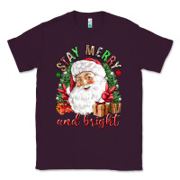 Plum Stay Merry and bright Christmas with santa Classic Tee - NancyCooperArtShop