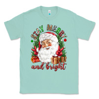 Seafoam Stay Merry and bright Christmas with santa Classic Tee - NancyCooperArtShop