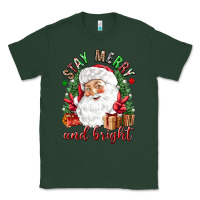 Sports Green Stay Merry and bright Christmas with santa Classic Tee - NancyCooperArtShop