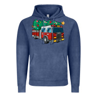 Vintage Denim christmas fire truck Vintage Hoodie - MaliasSmallBusiness