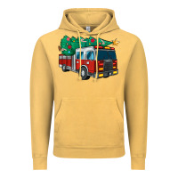 Vintage Mustard christmas fire truck Vintage Hoodie - MaliasSmallBusiness
