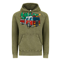 Vintage Olive christmas fire truck Vintage Hoodie - MaliasSmallBusiness