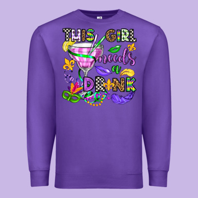 This Girl Needs A Drink Premium Sweatshirt Designed By Oliviacreatesart