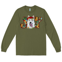 Army Green white shepherd christmas joy Long Sleeve Tee - RanaPortraitStore