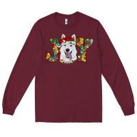 Burgundy white shepherd christmas joy Long Sleeve Tee - RanaPortraitStore