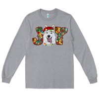 Heather Grey white shepherd christmas joy Long Sleeve Tee - RanaPortraitStore
