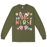 Army Green easter nurse bunny Long Sleeve Tee - Artiststas