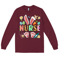 Burgundy easter nurse bunny Long Sleeve Tee - Artiststas