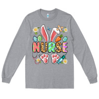 Heather Grey easter nurse bunny Long Sleeve Tee - Artiststas