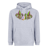 Heather Grey skeleton hands mardi gras Heavyweight Hoodie - OliviaCreatesArt