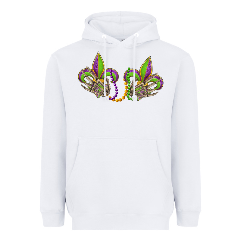 Skeleton Hands Mardi Gras Heavyweight Hoodie by OliviaCreatesArt | Teevron