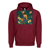 Burgundy wizard boy with mouse Zipper Hoodie - TumblerDesignByShophia