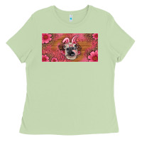 Matcha easter heifer with bunny ears and glasses license plate Ladies Tee - Artiststas