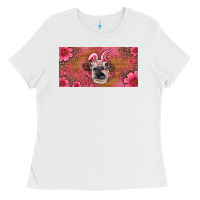 White easter heifer with bunny ears and glasses license plate Ladies Tee - Artiststas