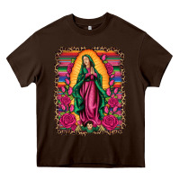 Chocolate Brown our lady of guadalupe serape background Heavy Core Tee - Artiststas