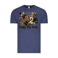 Vintage Denim 2024 happy new year black woman Vintage Tee - MaliasSmallBusiness