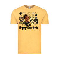 Vintage Mustard 2024 happy new year black woman Vintage Tee - MaliasSmallBusiness