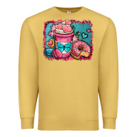 Antique Gold valentines day coffee cup and sweets Premium Sweatshirt - OliviaCreatesArt