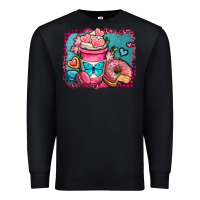 Black valentines day coffee cup and sweets Premium Sweatshirt - OliviaCreatesArt