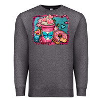 Charcoal Heather valentines day coffee cup and sweets Premium Sweatshirt - OliviaCreatesArt