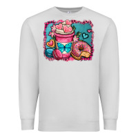 Dove Grey valentines day coffee cup and sweets Premium Sweatshirt - OliviaCreatesArt
