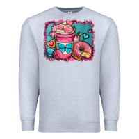 Heather Grey valentines day coffee cup and sweets Premium Sweatshirt - OliviaCreatesArt