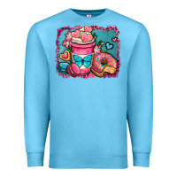 Ocean Blue valentines day coffee cup and sweets Premium Sweatshirt - OliviaCreatesArt