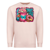 Pale Pink valentines day coffee cup and sweets Premium Sweatshirt - OliviaCreatesArt