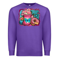 Purple valentines day coffee cup and sweets Premium Sweatshirt - OliviaCreatesArt