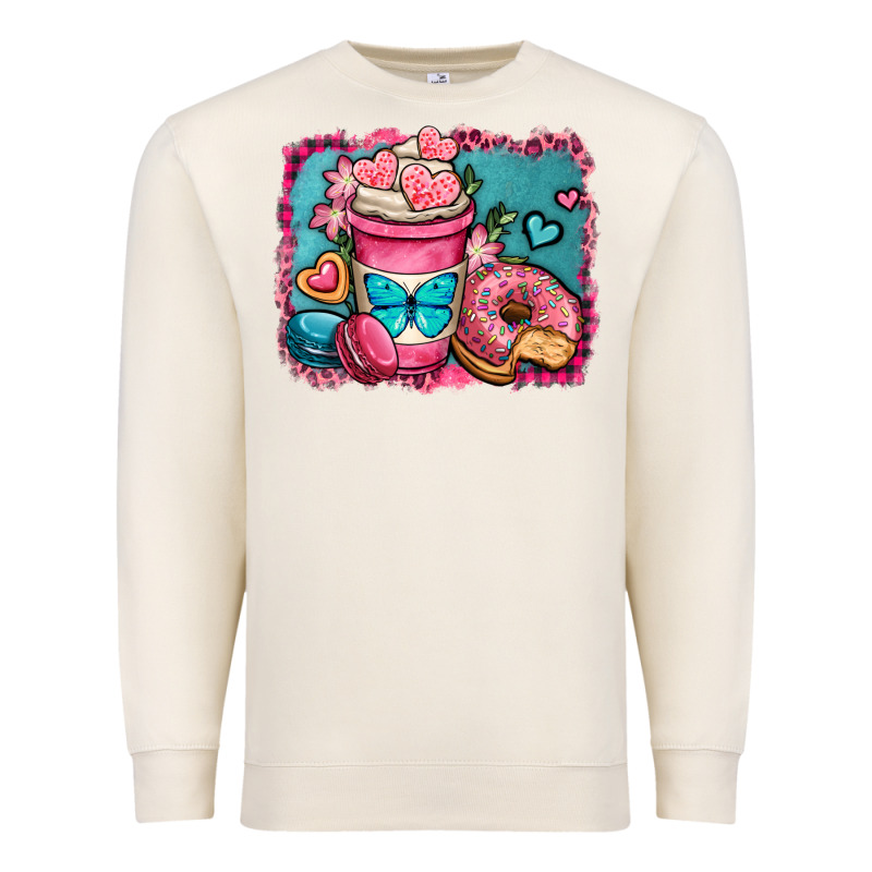 Valentines Day Coffee Cup And Sweets Premium Sweatshirt by OliviaCreatesArt | Teevron